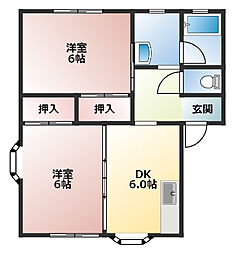 ソレイユアサバA 2DKの間取図画像
