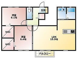 コートフェリオ 2LDKの間取図画像