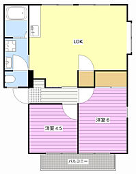 コーポラスしき 2LDKの間取図画像