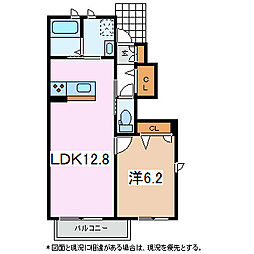 JR大糸線 島高松駅 徒歩15分の賃貸アパート 1階1LDKの間取り