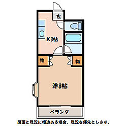 ハーモニー 1Kの間取図画像