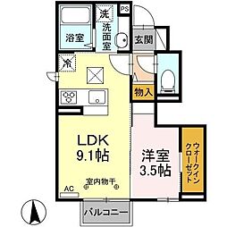 hull 1LDKの間取図画像