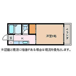 メゾンハタコシB 1Kの間取図画像