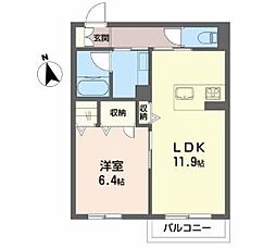 エスト・ラパン 1LDKの間取図画像