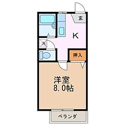 フレグランス郵とぴあB 1Kの間取図画像
