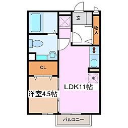 ロビイプライズA 1LDKの間取図画像