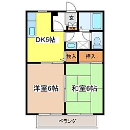 F・トゥール松原 2DKの間取図画像