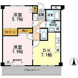 ルフレ・コーヤ 2DKの間取図画像
