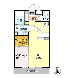 レジデンス・ミヤモト 1LDKの間取図画像