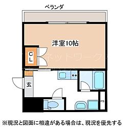 グランデール中町 1Kの間取図画像