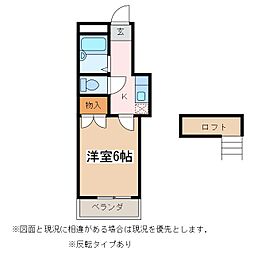 エトワール松本北 1Kの間取図画像
