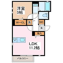 Lasita埋橋 1LDKの間取図画像