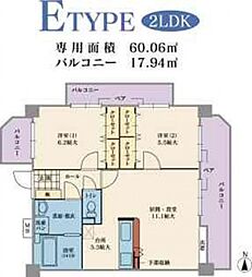サンハイツ姪浜 2LDKの間取図画像