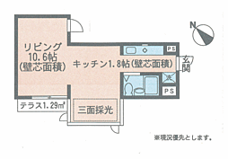 スペースブロック上新庄 4階1Kの間取り
