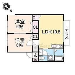 JR東海道・山陽本線 南彦根駅 徒歩33分の賃貸アパート 1階2LDKの間取り