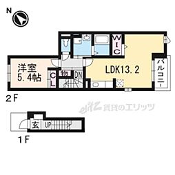 ルートメゾン 2階1LDKの間取り