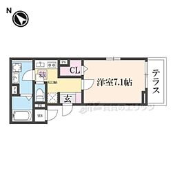 JR東海道・山陽本線 草津駅 徒歩21分の賃貸アパート 1階1Kの間取り