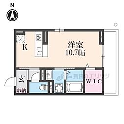 アリア西矢倉 2階ワンルームの間取り