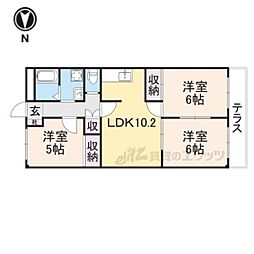 メゾンエクセルI 2階3LDKの間取り