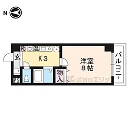 JR東海道・山陽本線 草津駅 徒歩3分の賃貸マンション 5階1Kの間取り
