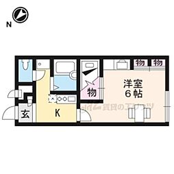 レオパレス五個荘 1Kの間取図画像