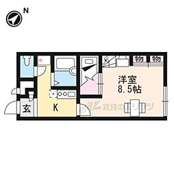 レオパレス比叡 1Kの間取図画像