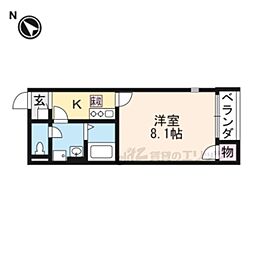 レオネクストスワンコート3 1Kの間取図画像