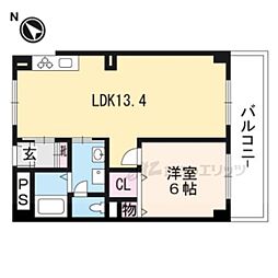 ミシガンハウス浜大津 1LDKの間取図画像