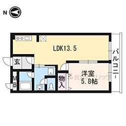 ウィズクリチャー 1LDKの間取図画像