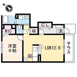 ルミエール日野1 1LDKの間取図画像