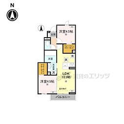 MAHALO膳所本町 2LDKの間取図画像