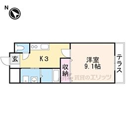 サニーパーク 1Kの間取図画像