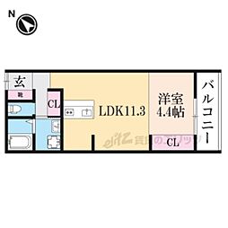 レジーナ野洲 1LDKの間取図画像
