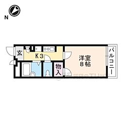 レオパレスルーチェ笠山 1Kの間取図画像