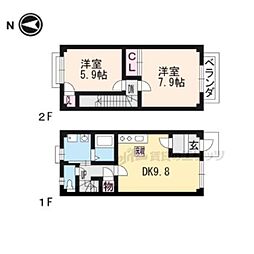 リバーサイドA棟 2LDKの間取図画像