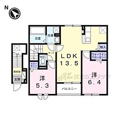 ルークス後三条I 2LDKの間取図画像