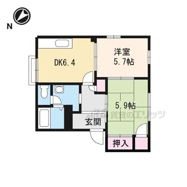 滋賀県東近江市中小路町(賃貸アパート2DK・2階・43.75㎡)の写真 その2
