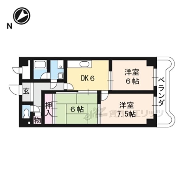 ヴィラ51 405｜滋賀県草津市西草津２丁目(賃貸マンション3DK・4階・58.86㎡)の写真 その2