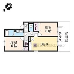 近江鉄道近江本線 水口石橋駅 徒歩18分の賃貸アパート 1階2DKの間取り