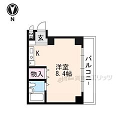 JR東海道・山陽本線 大津駅 徒歩7分の賃貸マンション 2階ワンルームの間取り
