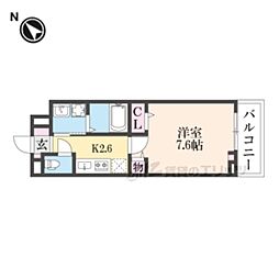 ハーモニーハウス 2階1Kの間取り