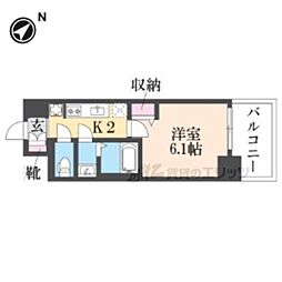 プレサンス大津京町ベルリーヴァ 7階1Kの間取り