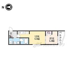 JR東海道・山陽本線 大津駅 徒歩10分の賃貸アパート 1階1LDKの間取り