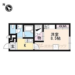 レオパレスシーエスリバー 2階1Kの間取り