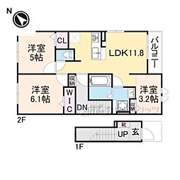 JR草津線 三雲駅 徒歩25分の賃貸アパート 2階3LDKの間取り