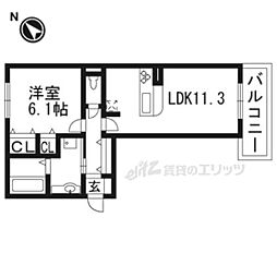 ラルーチェ一里山 3階1LDKの間取り