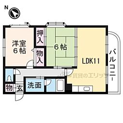 プチフルール千 2階2LDKの間取り