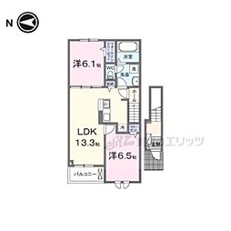 モンターニャ 2階2LDKの間取り