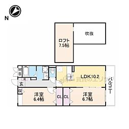 RIRIAVII6 3階2LDKの間取り