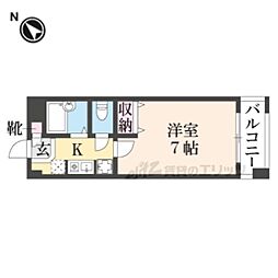 グラフィーネ草津野路 3階1Kの間取り